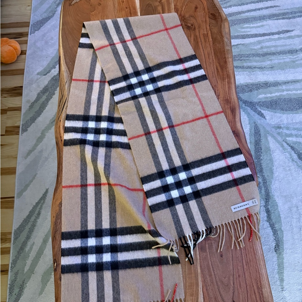 Burberry Beige and Black Check Scarf